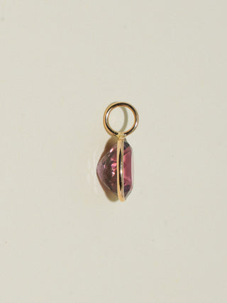 TD Pink Zircon Oval Cut Charm in Yellow 14k Gold