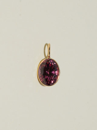 TD Pink Zircon Oval Cut Charm in Yellow 14k Gold