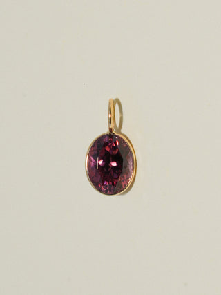 TD Pink Zircon Oval Cut Charm in Yellow 14k Gold