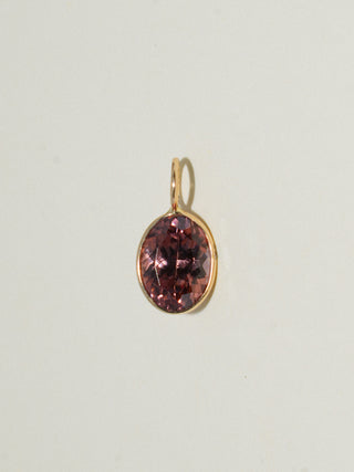 Mauve Zircon Oval Cut Charm in Yellow 14k Gold
