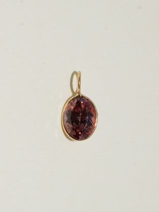 Mauve Zircon Oval Cut Charm in Yellow 14k Gold