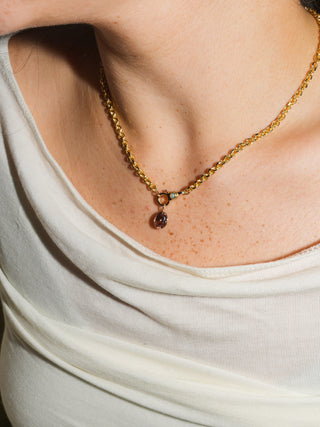 Mauve Zircon Oval Cut Charm in Yellow 14k Gold
