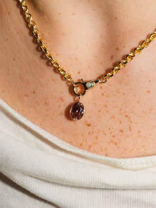 Mauve Zircon Oval Cut Charm in Yellow 14k Gold