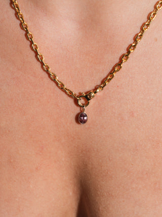 Mauverlous Zircon Oval Cut Charm in Yellow 14k Gold