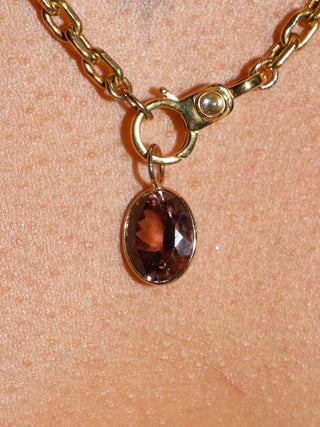 Puppy Paw Zircon Oval Cut Charm in Yellow 14k Gold