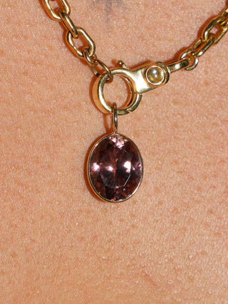 Puppy Paw Zircon Oval Cut Charm in Yellow 14k Gold