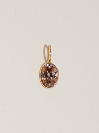 Taupe Dreams Zircon Oval Cut Charm in Yellow 14k Gold