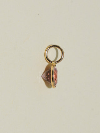 Mountain Top Zircon Round Cut Charm in Yellow 14k Gold