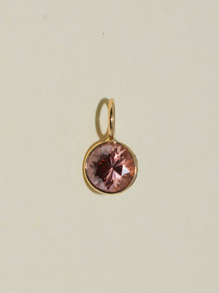 Mountain Top Zircon Round Cut Charm in Yellow 14k Gold