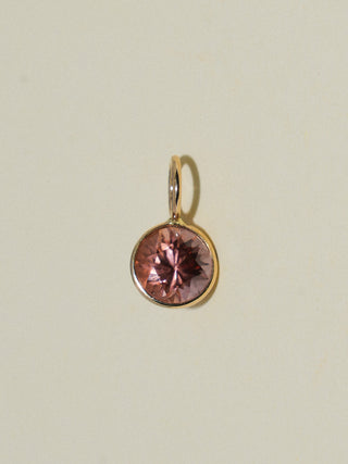 Mountain Top Zircon Round Cut Charm in Yellow 14k Gold