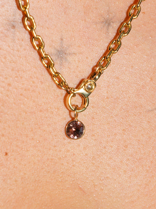 Mountain Top Zircon Round Cut Charm in Yellow 14k Gold