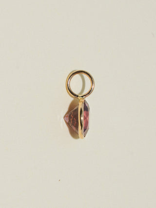 Cutie Pie Pink Zircon Round Cut Charm in Yellow 14k Gold