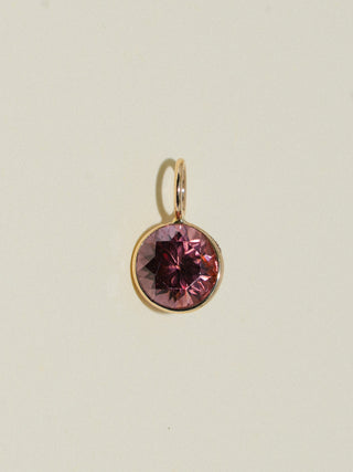 Cutie Pie Pink Zircon Round Cut Charm in Yellow 14k Gold