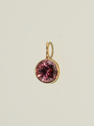 Cutie Pie Pink Zircon Round Cut Charm in Yellow 14k Gold