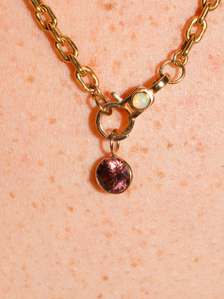 Cutie Pie Pink Zircon Round Cut Charm in Yellow 14k Gold