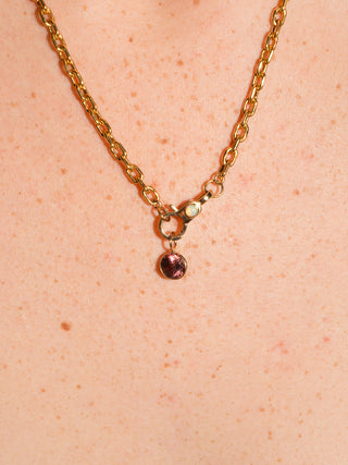Cutie Pie Pink Zircon Round Cut Charm in Yellow 14k Gold