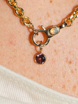 chichi Zircon Round Cut Charm in Yellow 14k Gold