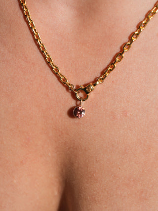 Peachy Keen Zircon Round Cut Charm in Yellow 14k Gold