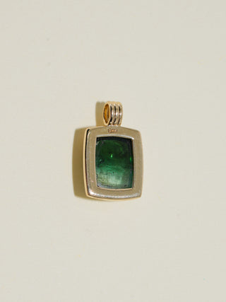 High Tides Multi-Color Tourmaline Triple Cushion Cabochon Charm in Yellow 14k Gold