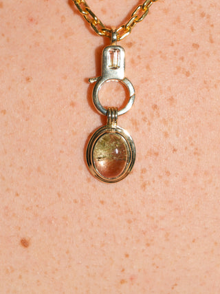 Aqua Melona Multi-Color Tourmaline Triple Oval Cabochon Charm in Yellow 14k Gold