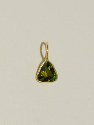 Envy Me Green Tourmaline Trillion Cut Charm in Yellow 14k Gold