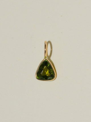 Envy Me Green Tourmaline Trillion Cut Charm in Yellow 14k Gold