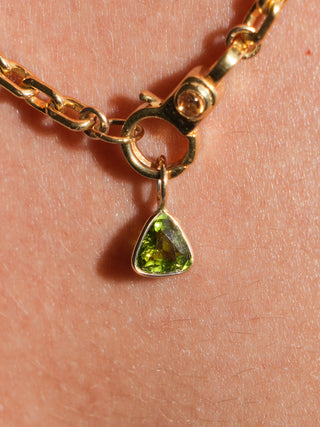Envy Me Green Tourmaline Trillion Cut Charm in Yellow 14k Gold