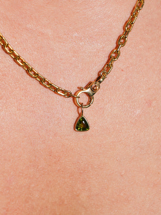 Envy Me Green Tourmaline Trillion Cut Charm in Yellow 14k Gold