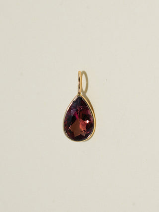 Taffy Pink Tourmaline Teardrop Cut Charm in Yellow 14k Gold