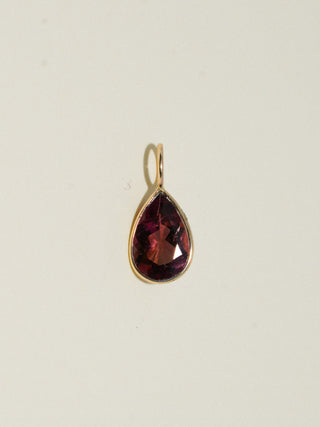 Taffy Pink Tourmaline Teardrop Cut Charm in Yellow 14k Gold