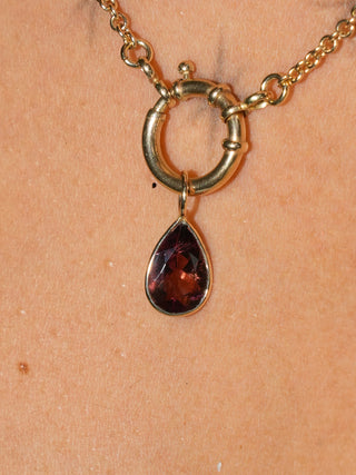 Taffy Pink Tourmaline Teardrop Cut Charm in Yellow 14k Gold