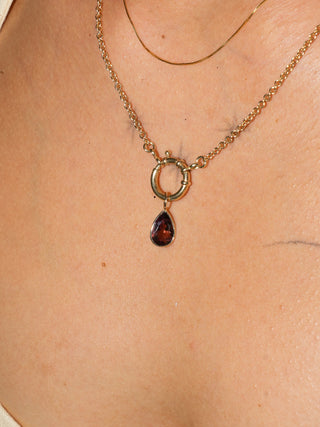 Taffy Pink Tourmaline Teardrop Cut Charm in Yellow 14k Gold