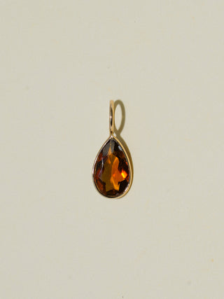 Goosey Golden Tourmaline Teardrop Cut Charm in Yellow 14k Gold