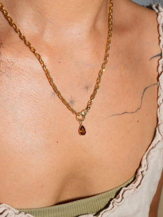 Goosey Golden Tourmaline Teardrop Cut Charm in Yellow 14k Gold