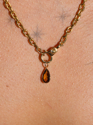 Goosey Golden Tourmaline Teardrop Cut Charm in Yellow 14k Gold