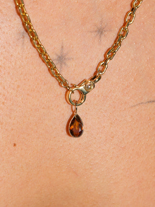 Goosey Golden Tourmaline Teardrop Cut Charm in Yellow 14k Gold