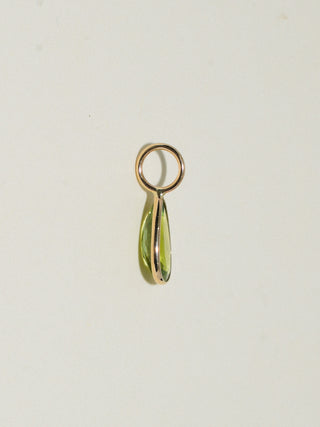 Whip Snake Green Tourmaline Teardrop Cut Charm in Yellow 14k Gold
