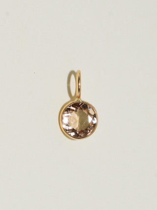 Foggy Sunday Brown Tourmaline Round Cut Charm in Yellow 14k Gold