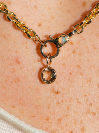 Foggy Sunday Brown Tourmaline Round Cut Charm in Yellow 14k Gold
