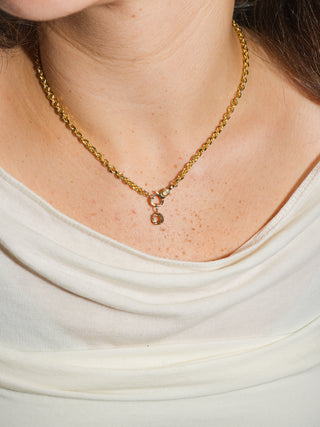 Foggy Sunday Brown Tourmaline Round Cut Charm in Yellow 14k Gold