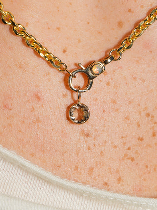 Foggy Sunday Brown Tourmaline Round Cut Charm in Yellow 14k Gold