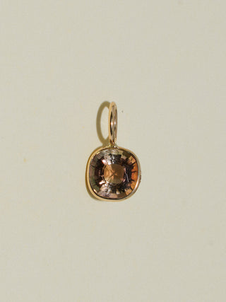 Grounding Golden Tourmaline Cushion Cut Charm in Yellow 14k Gold