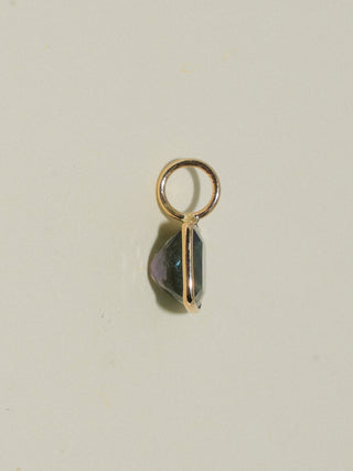 Skinny Dip Grey Tourmaline Cushion Cut Charm in Yellow 14k Gold