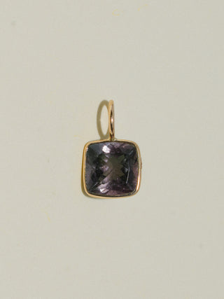 Skinny Dip Grey Tourmaline Cushion Cut Charm in Yellow 14k Gold