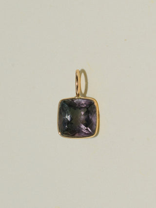 Skinny Dip Grey Tourmaline Cushion Cut Charm in Yellow 14k Gold