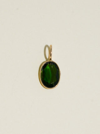 Zombie Green Tourmaline Oval Cut Charm in Yellow 14k Gold