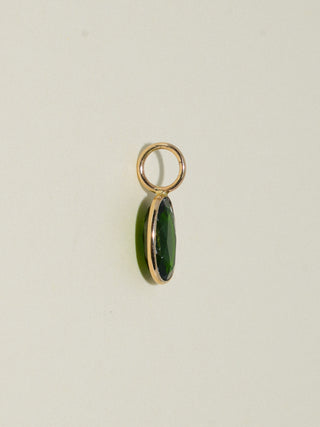 Zombie Green Tourmaline Oval Cut Charm in Yellow 14k Gold