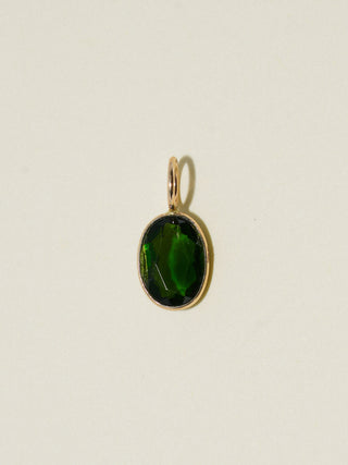 Zombie Green Tourmaline Oval Cut Charm in Yellow 14k Gold