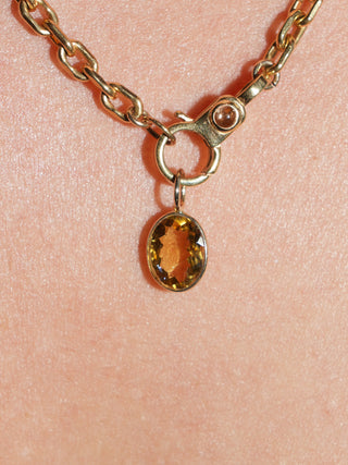 Mahalo Mango Golden Tourmaline Oval Cut Charm in Yellow 14k Gold