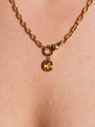 Mahalo Mango Golden Tourmaline Oval Cut Charm in Yellow 14k Gold
